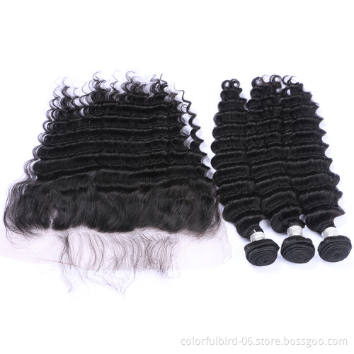 Wholesale Deep Wave Swiss Lace Frontal Closure Human Hair Transparent Lace Frontal 13x4 Brazilian hair